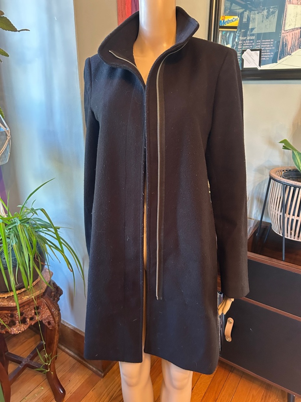 Old Navy Black Zip-Front Trench Coat